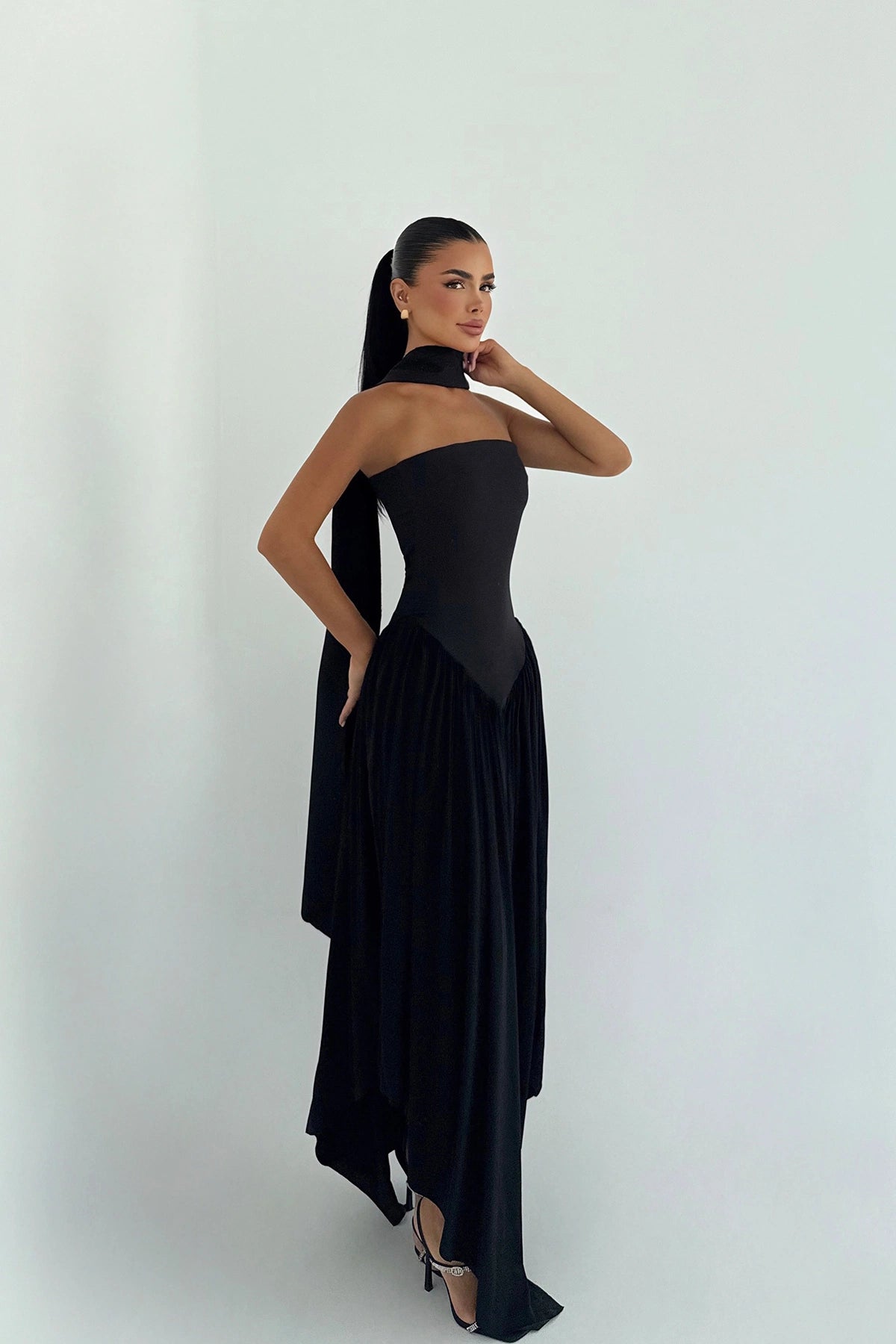 Black Tie-Down Dress ATE-3502
