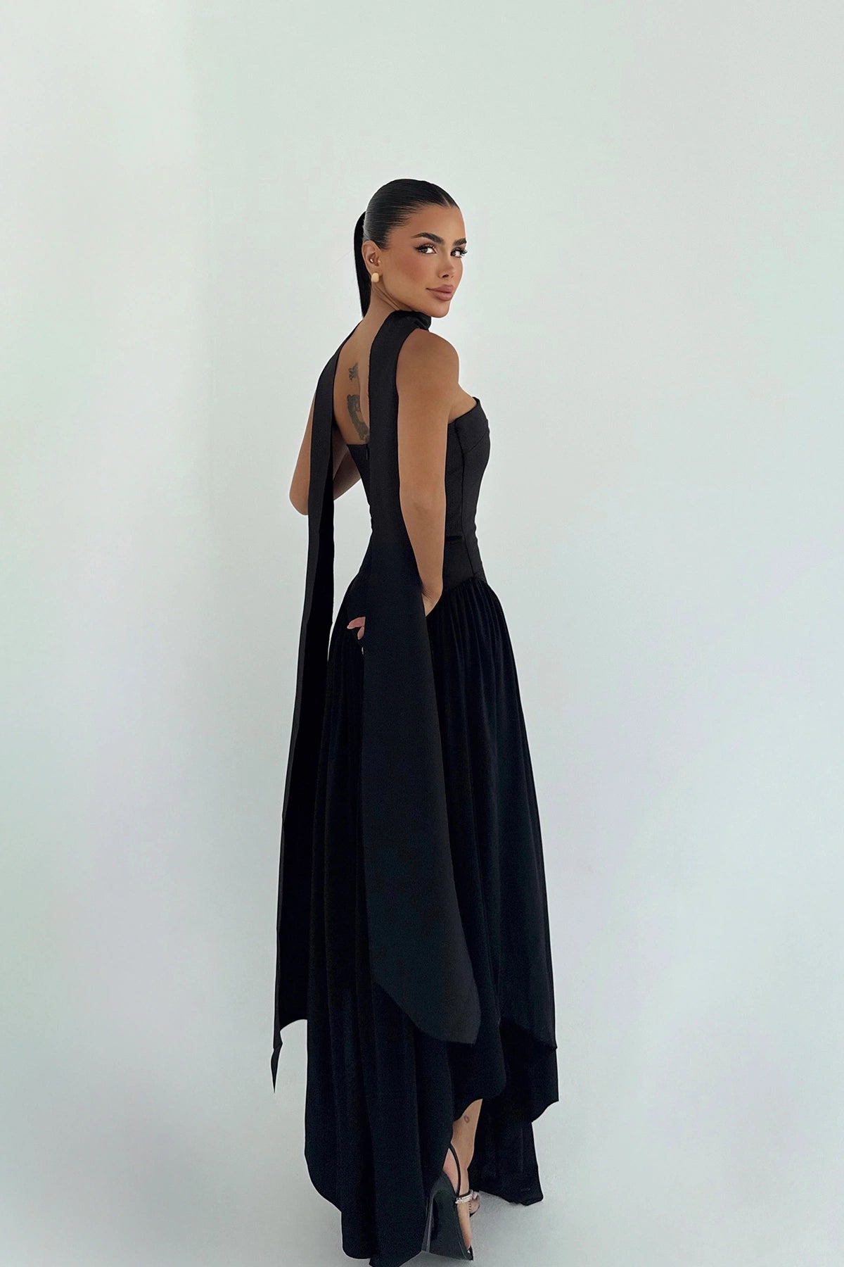 Black Tie-Down Dress ATE-3502
