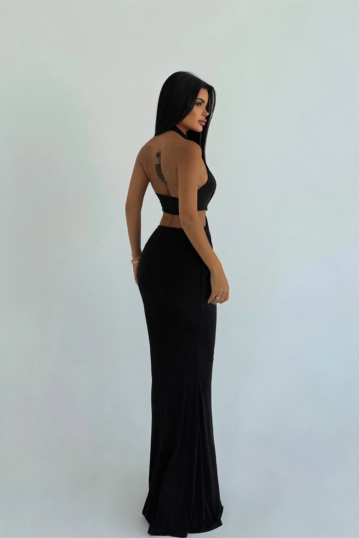 Black Seamed Long Dress ATE-3474