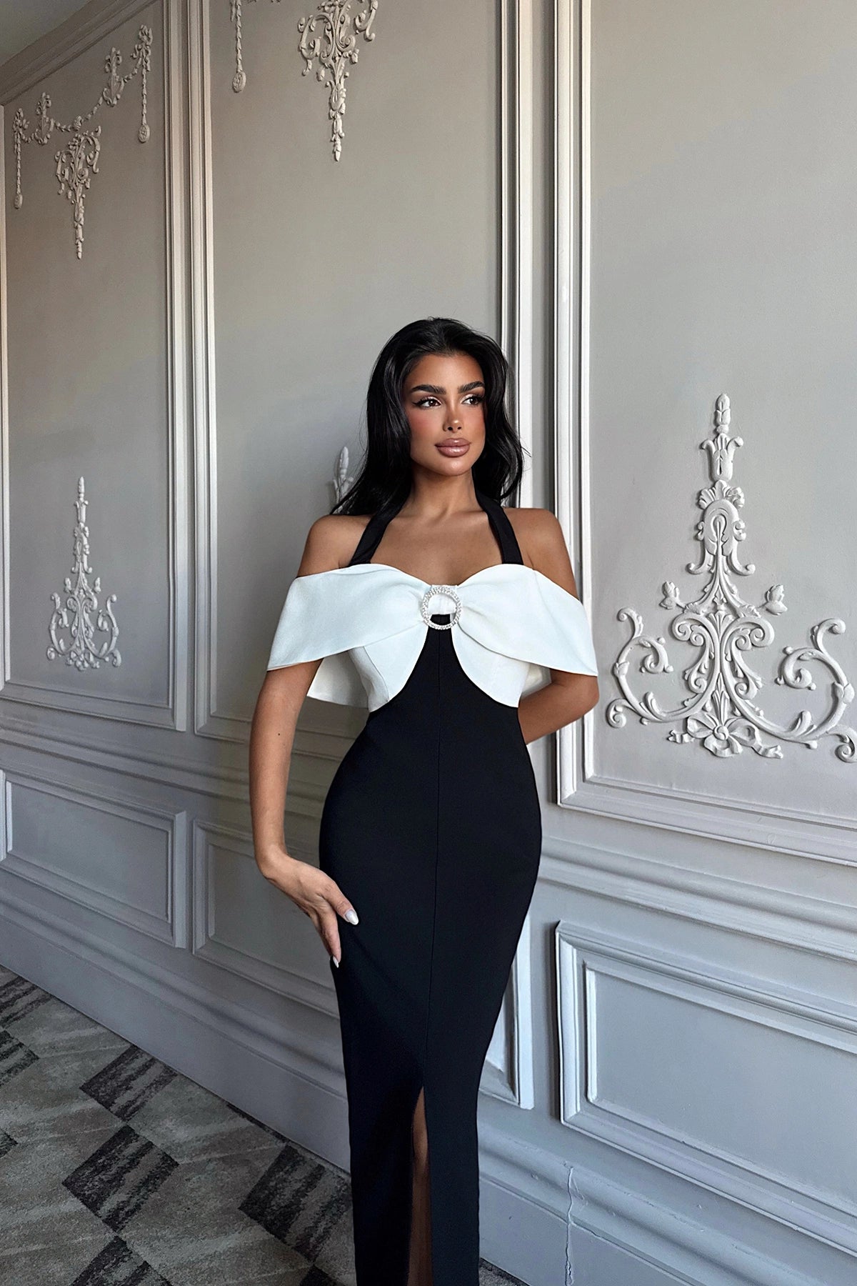 Black Soleil Long Evening Dress ATE-3301