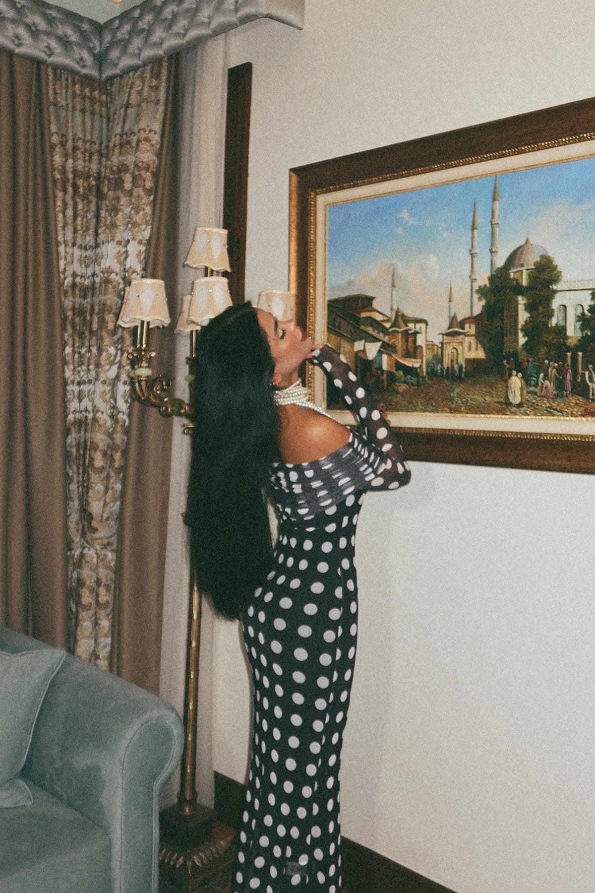 Black Veronica Polka Dot Long Dress ATE-1760