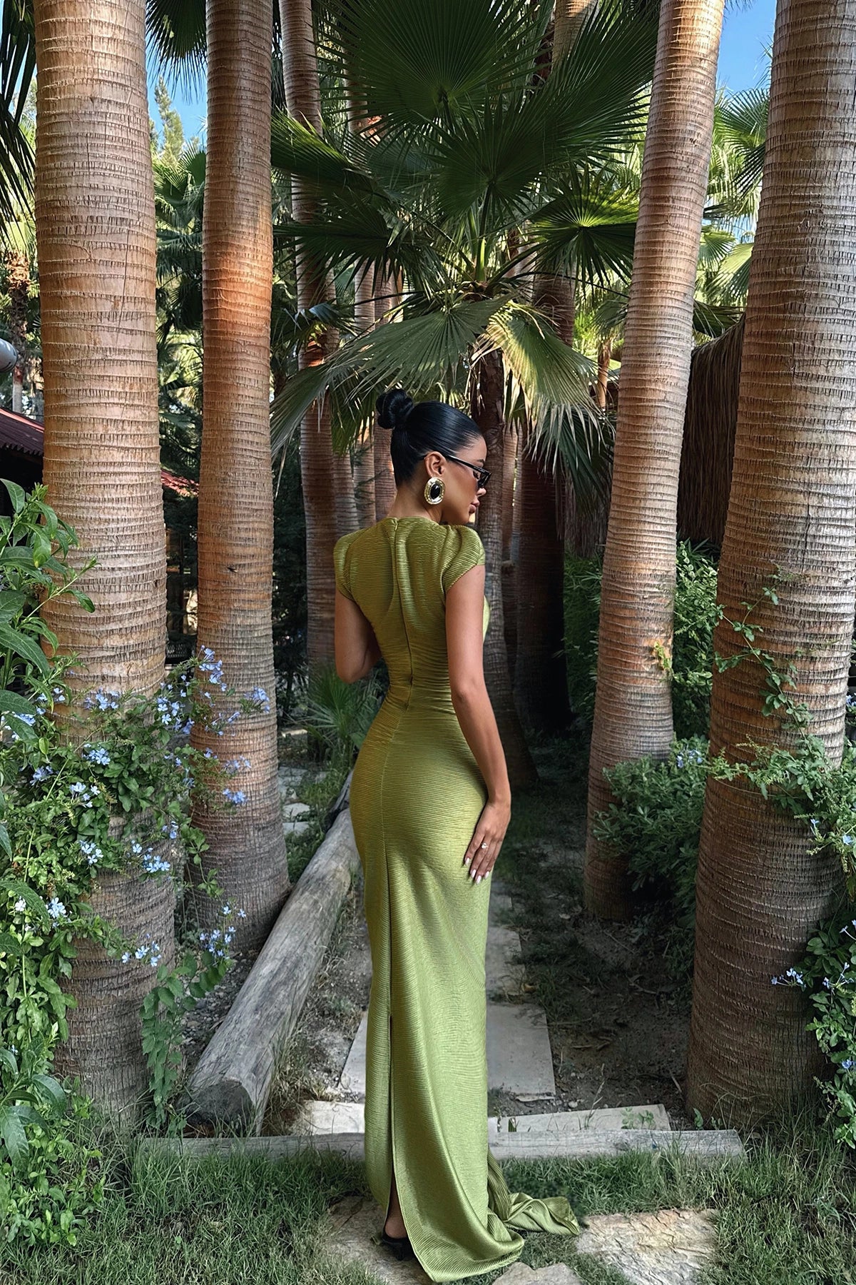 Oil Green Orleans Long Dress ATE-3322
