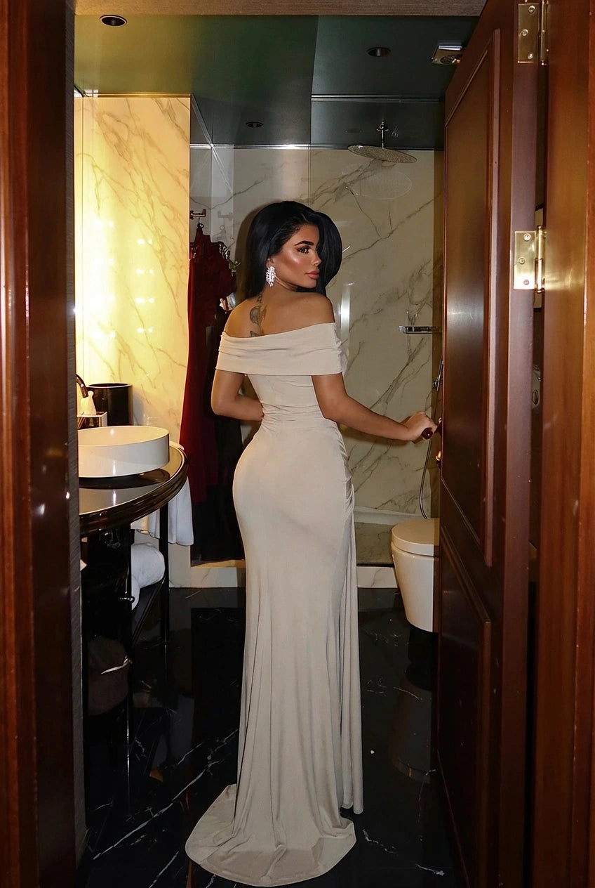 Beige Allayia Long Dress ATE-3083