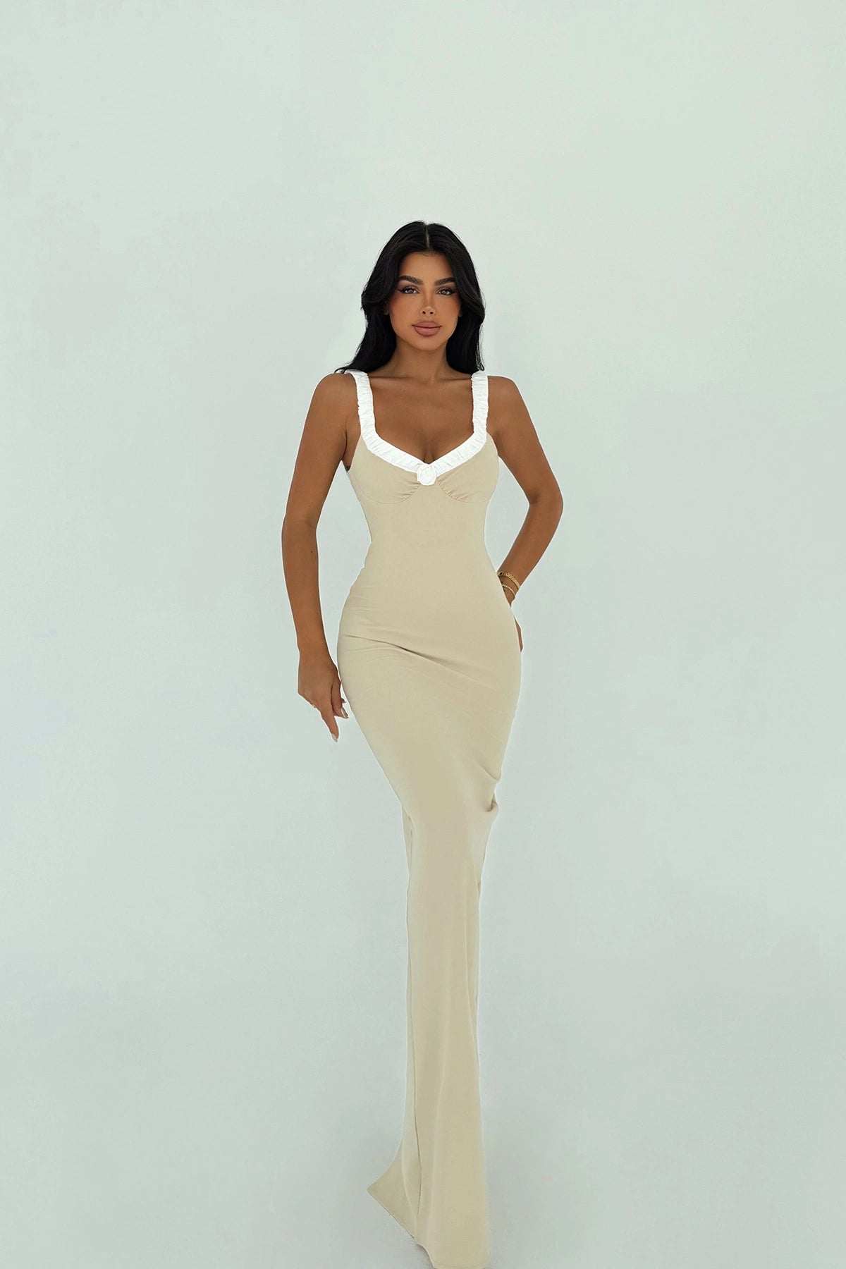 Beige Cordelia Long Dress ATE-3024