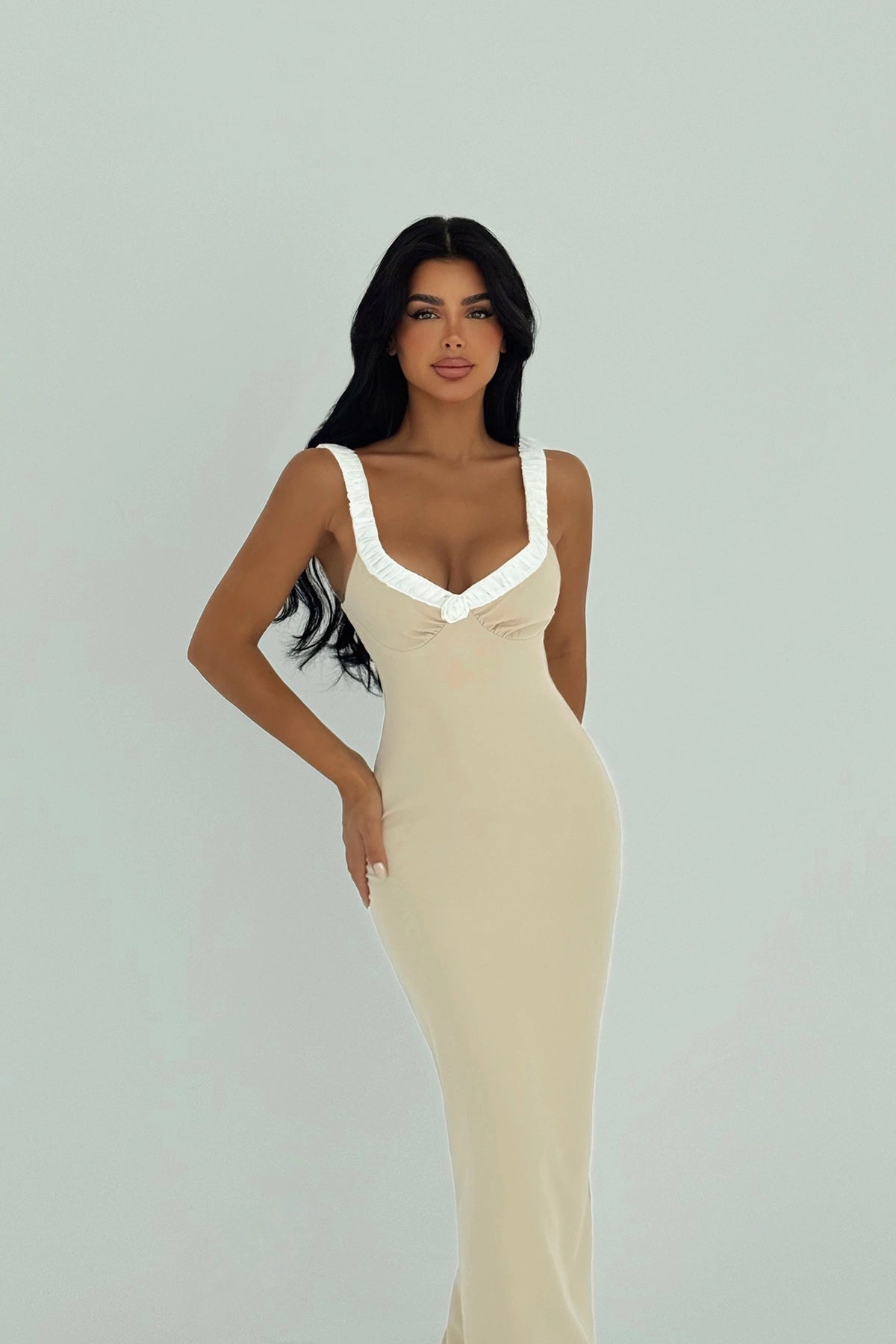 Beige Cordelia Long Dress ATE-3024