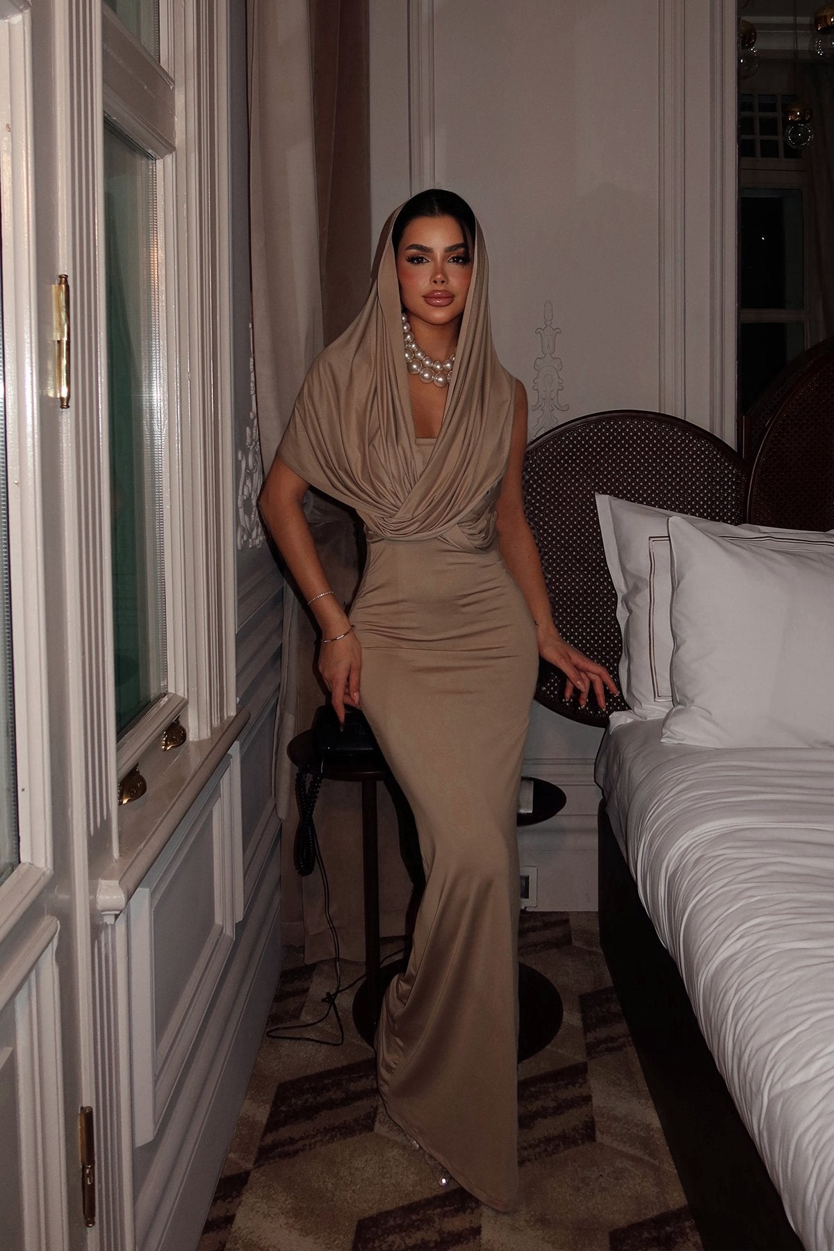 Beige Coralie Long Dress ATE-2316