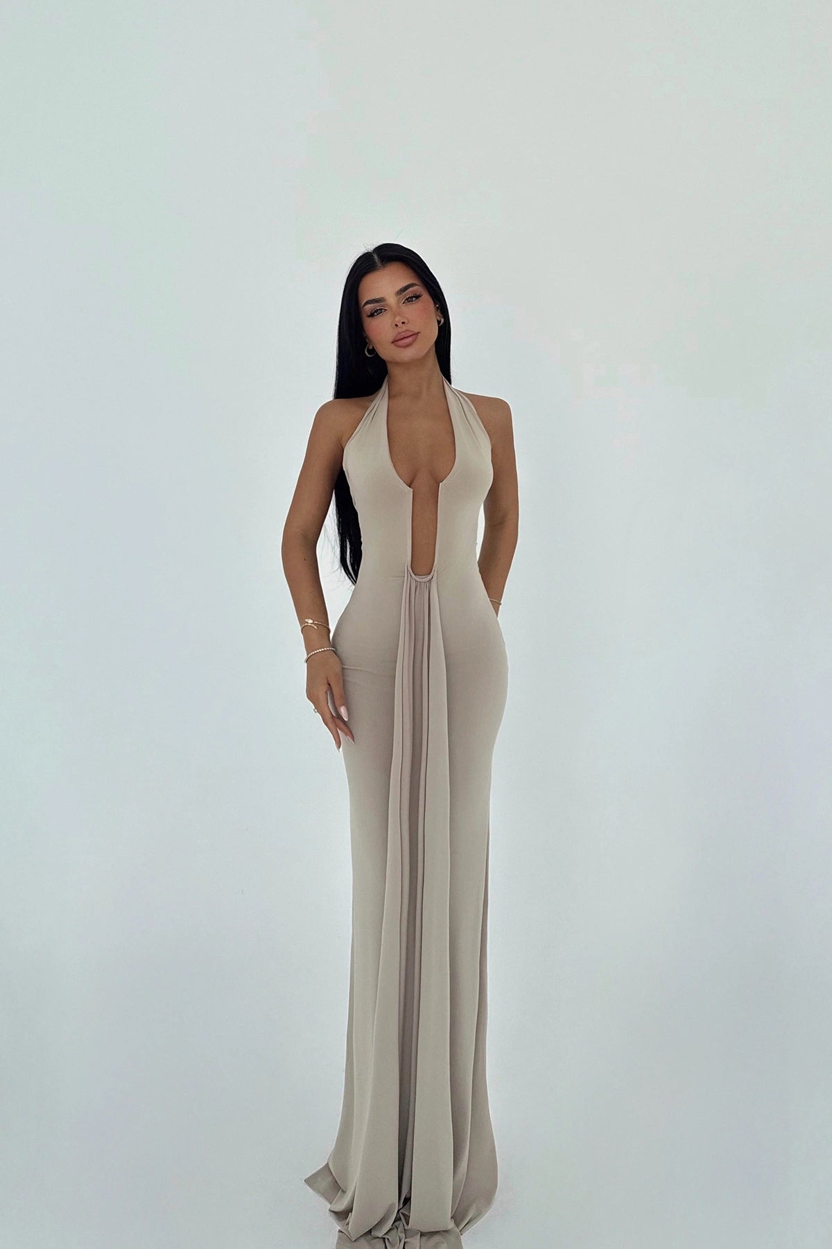 Beige Bellis Long Dress ATE-2724