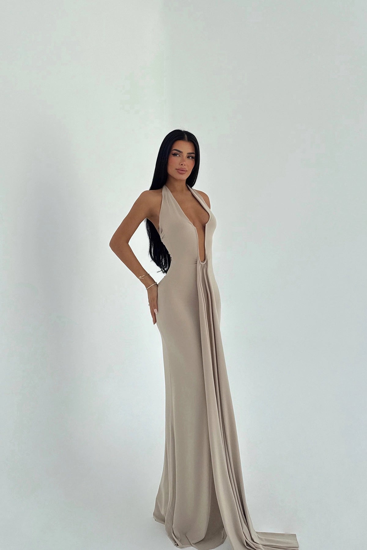 Beige Bellis Long Dress ATE-2724
