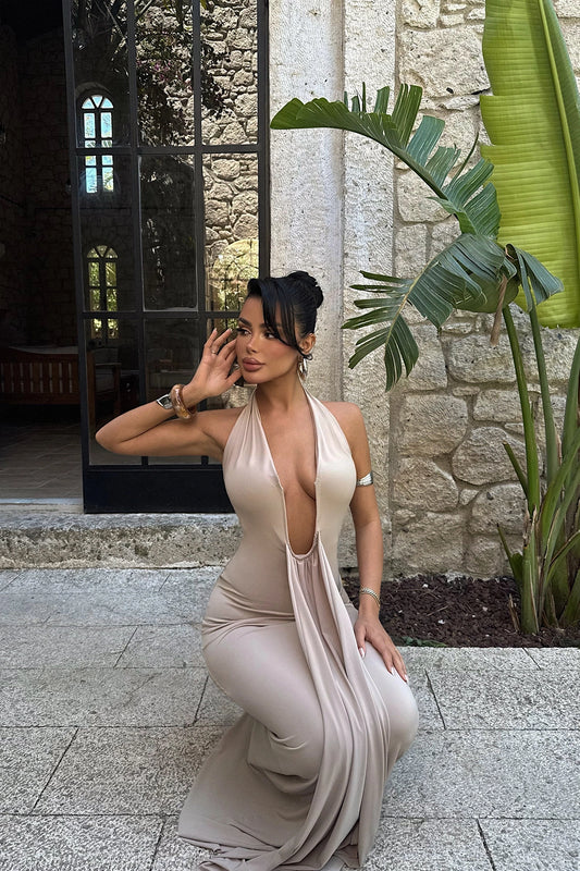 Beige Bellis Long Dress ATE-2724
