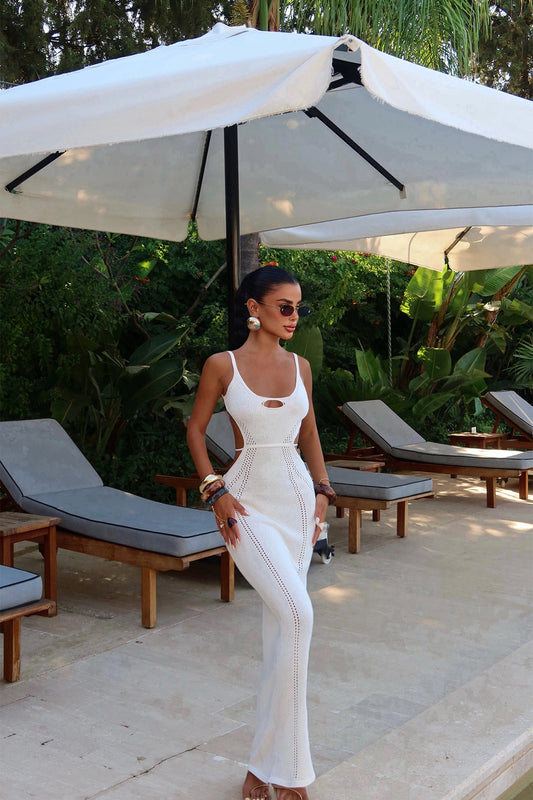 White Strap Window Detail Dress ATE-3072