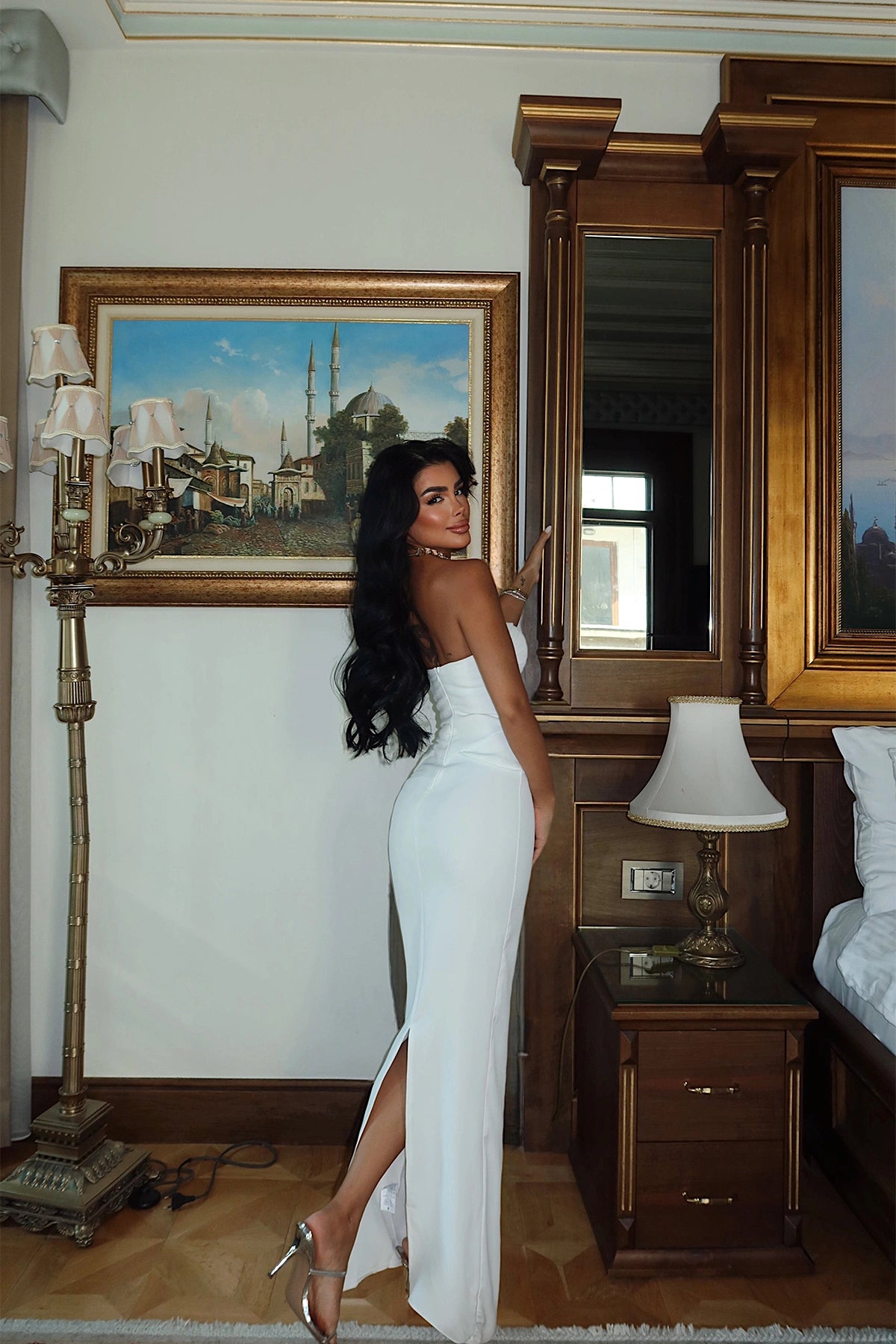 White Soho Corset Detail Long Dress ATE-3204