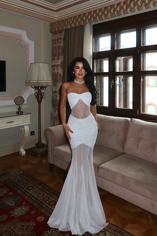 White Priscilla Lace Detail Dress ATE-3595