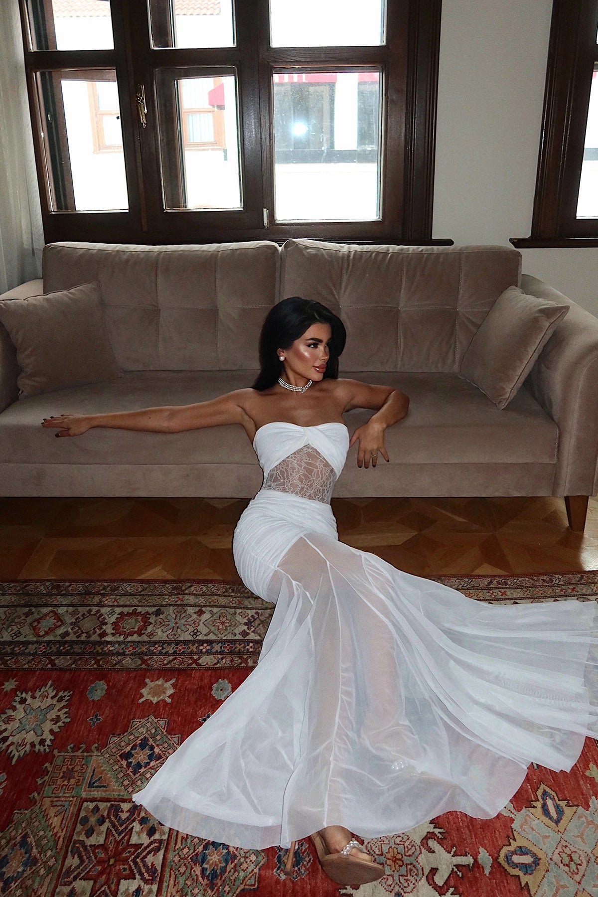 White Priscilla Lace Detail Dress ATE-3595