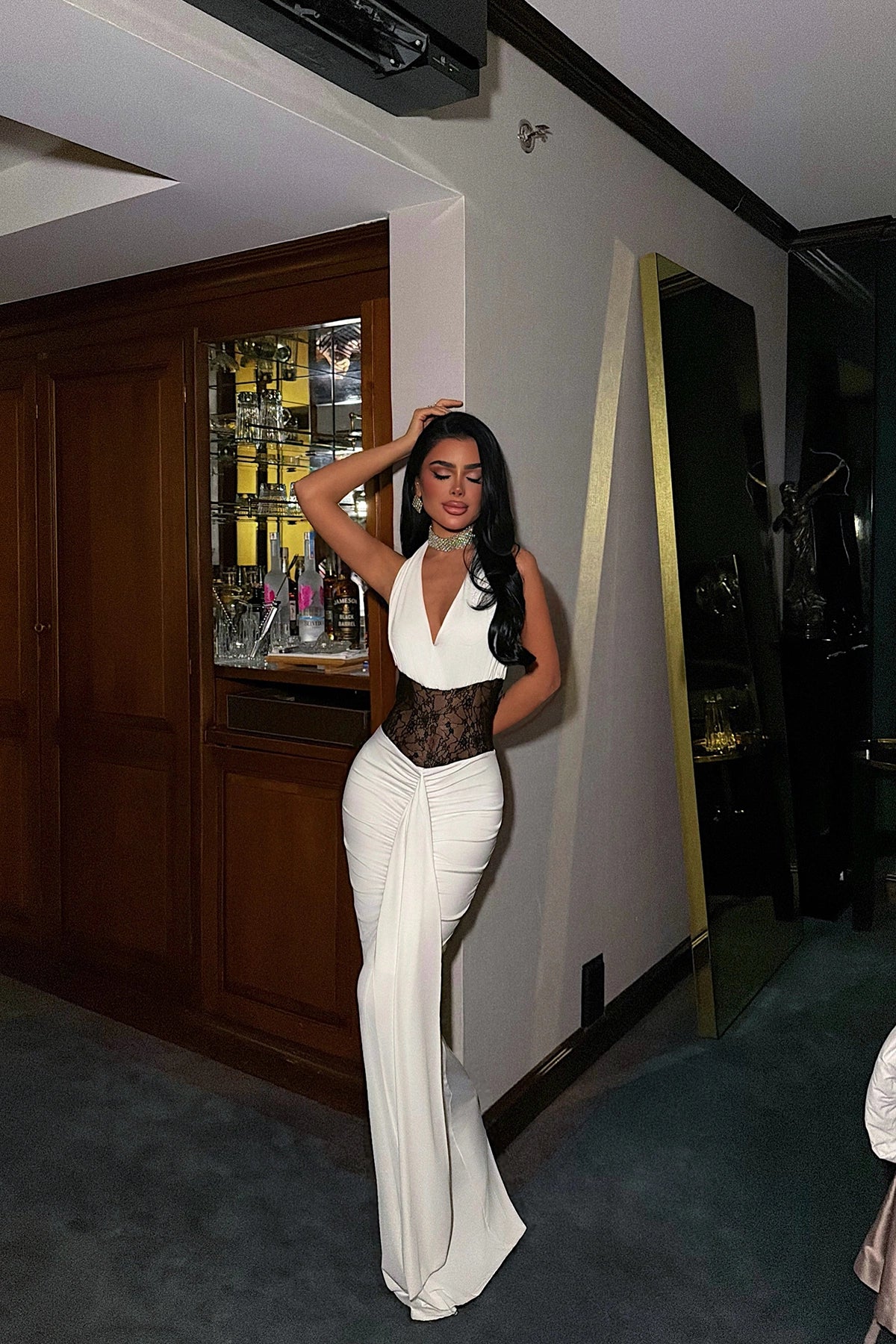 White Nutty Dress with Lace Details ATE-3839