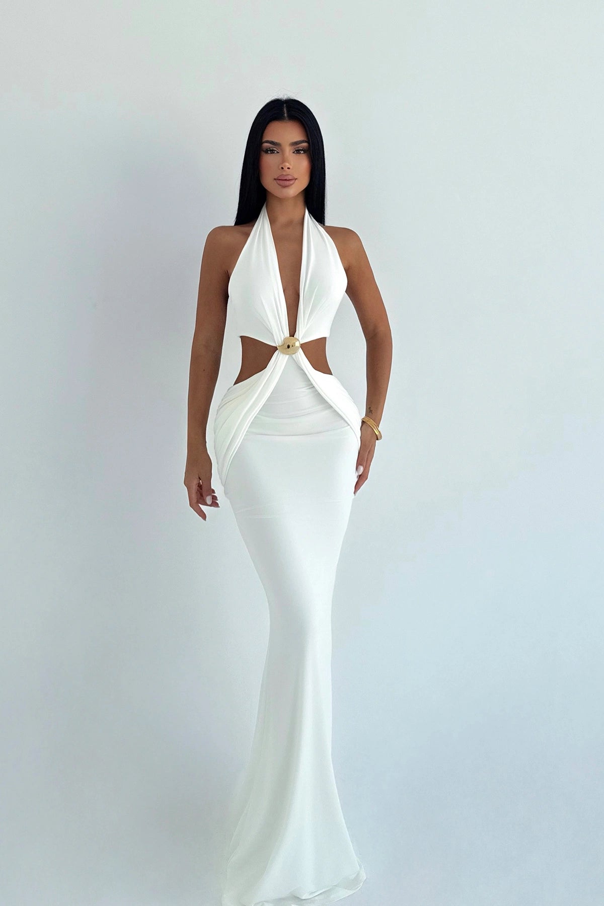 White Seamed Long Dress ATE-3494