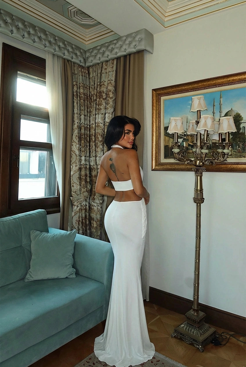 White Seamed Long Dress ATE-3494