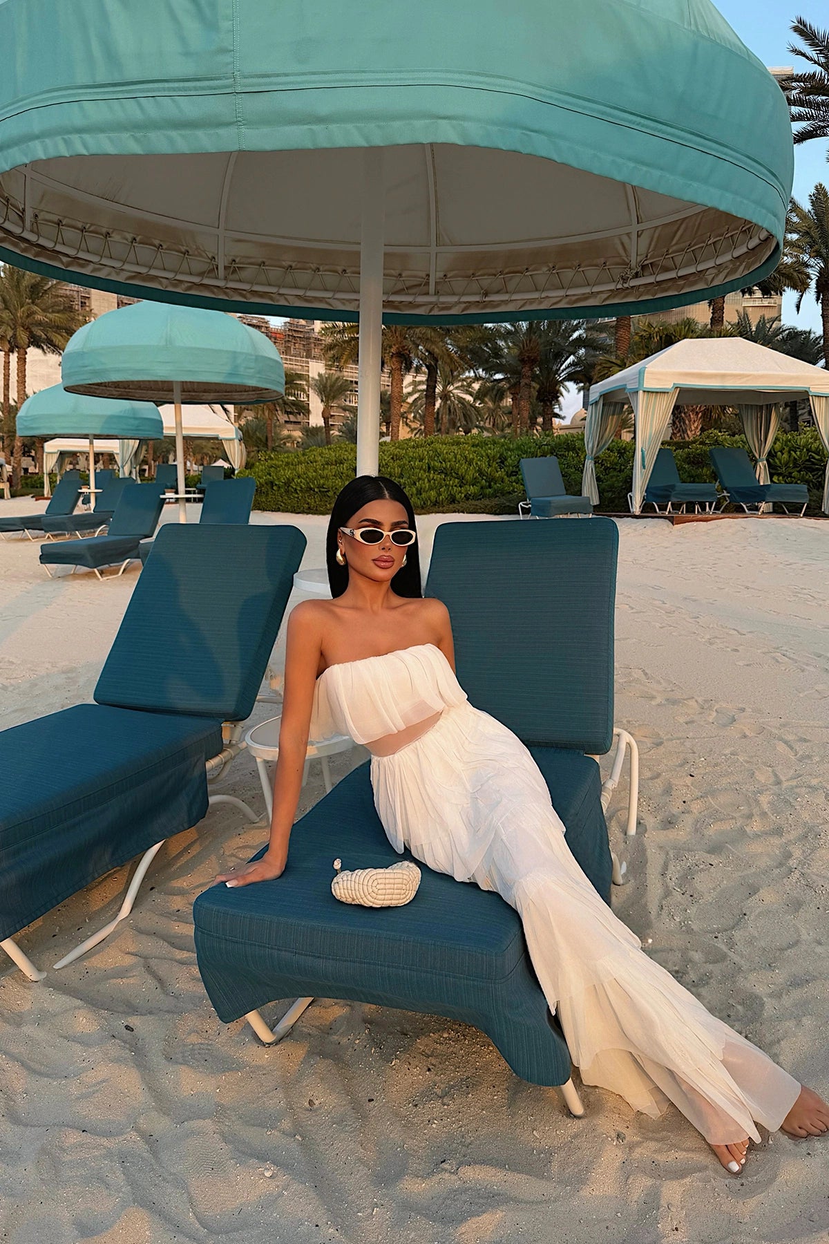 White Saroja Long Layered Tulle Dress ATE-3529 (PRE-ORDER)