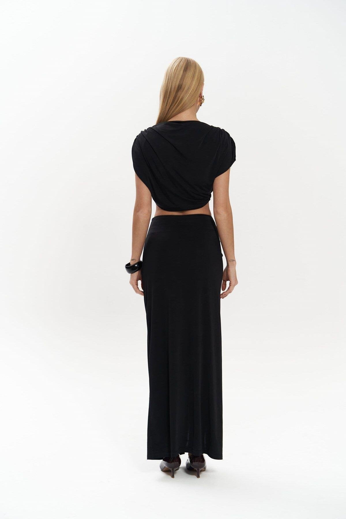Easton Black Crop Skirt Set