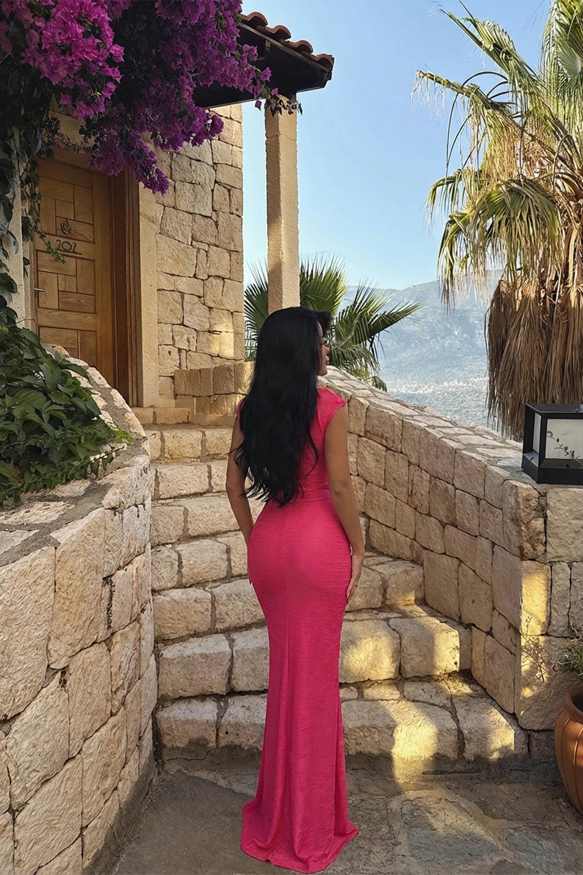 Fuchsia Orleans Long Dress ATE-3323