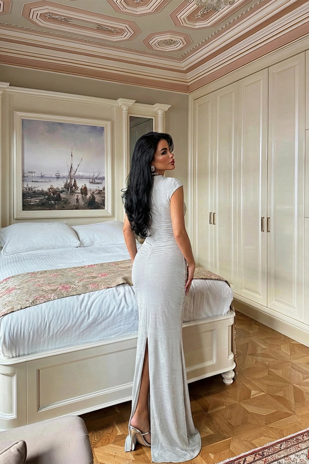Gray Orleans Long Dress ATE-3053