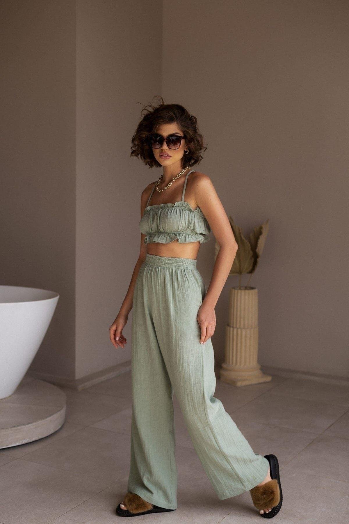 Harvey Cagla Muslin Crop Set