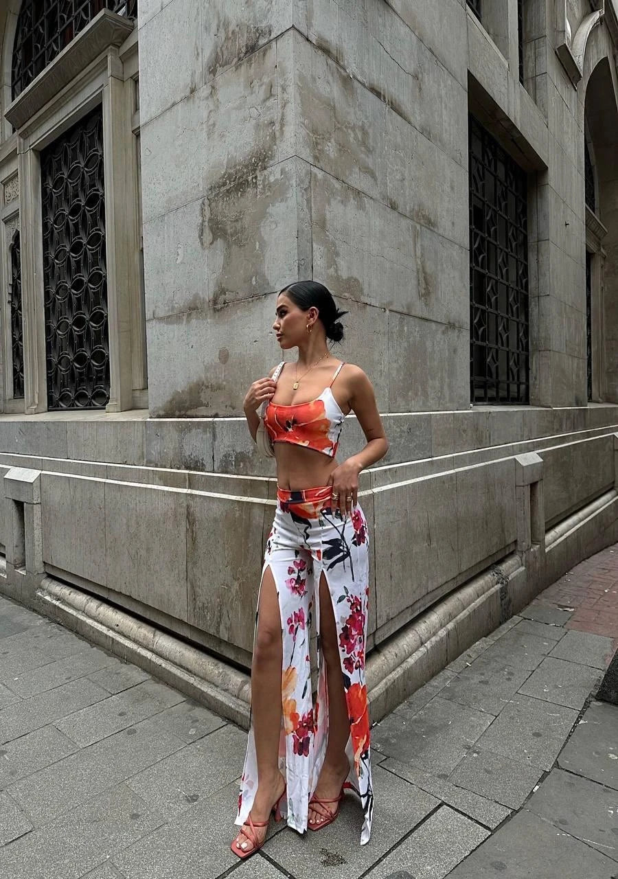Slit detail trousers & Crop suit - 2323