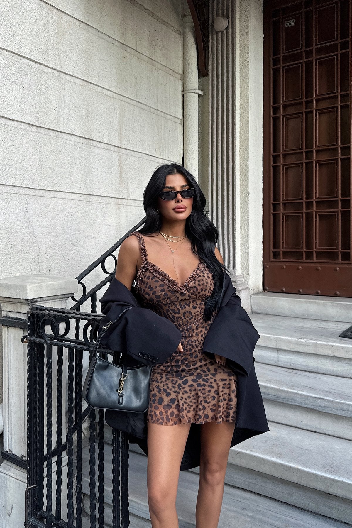Brown Zadie Leopard Print Mini Tulle Dress ATE-1750