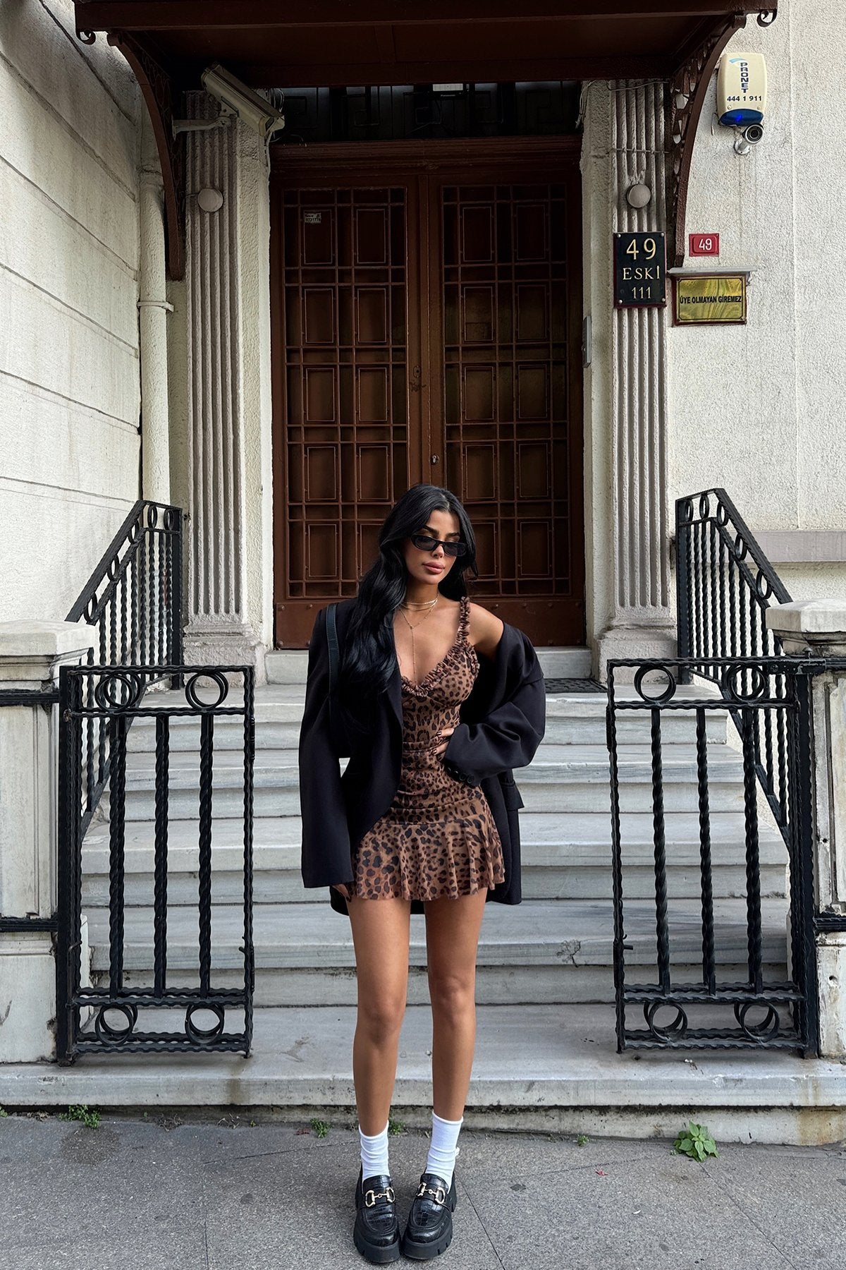 Brown Zadie Leopard Print Mini Tulle Dress ATE-1750