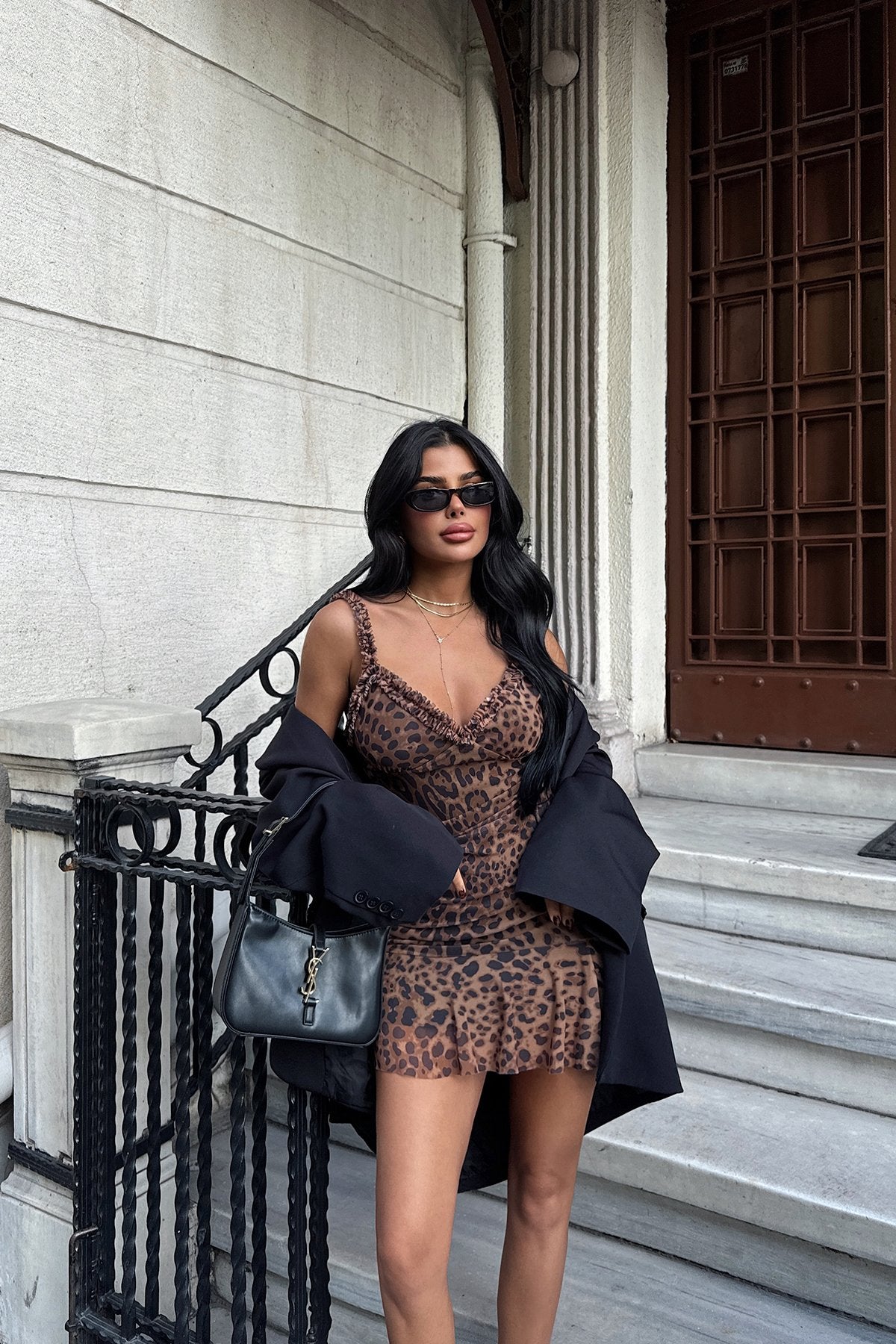 Brown Zadie Leopard Print Mini Tulle Dress ATE-1750