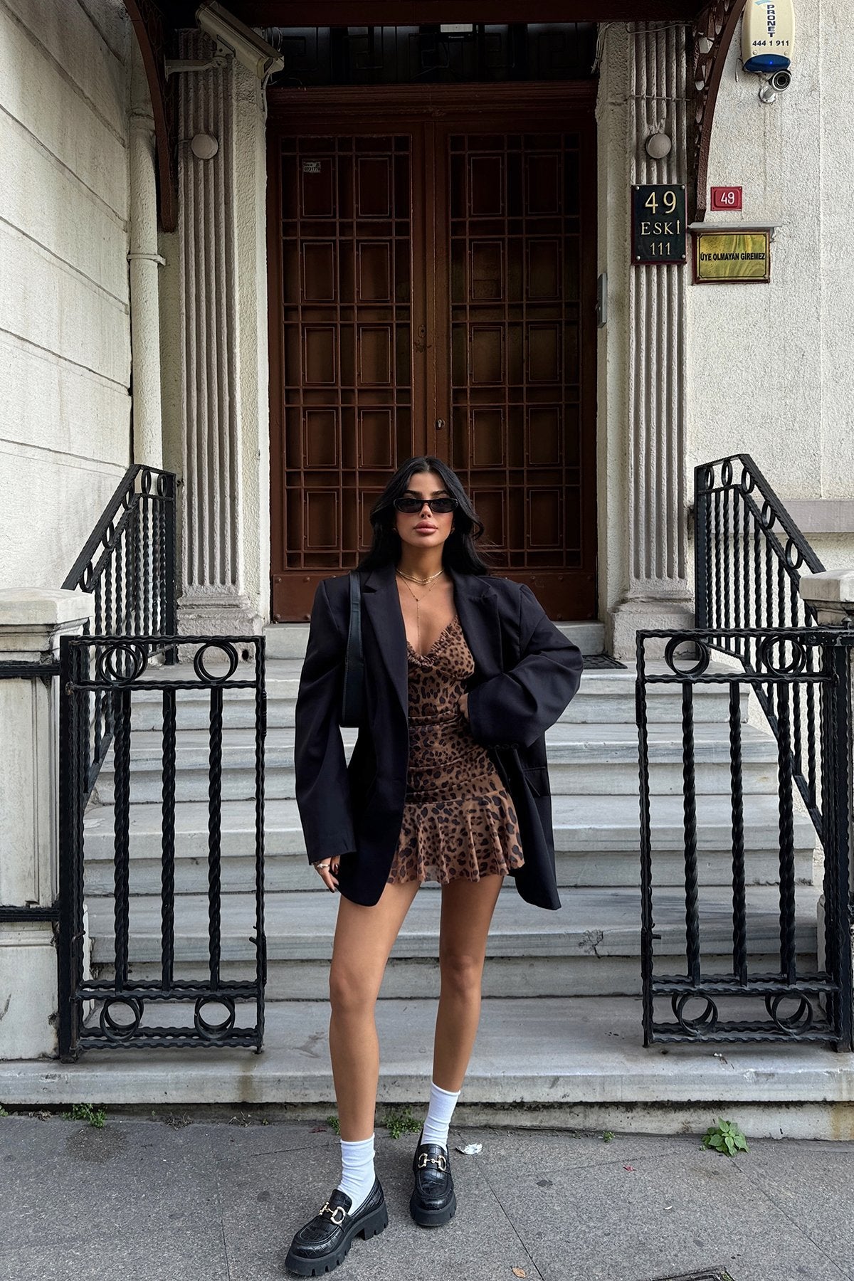 Brown Zadie Leopard Print Mini Tulle Dress ATE-1750