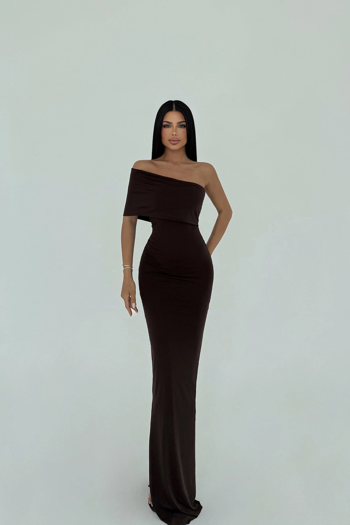 Brown Vanya One Sleeve Dress ATE-2752