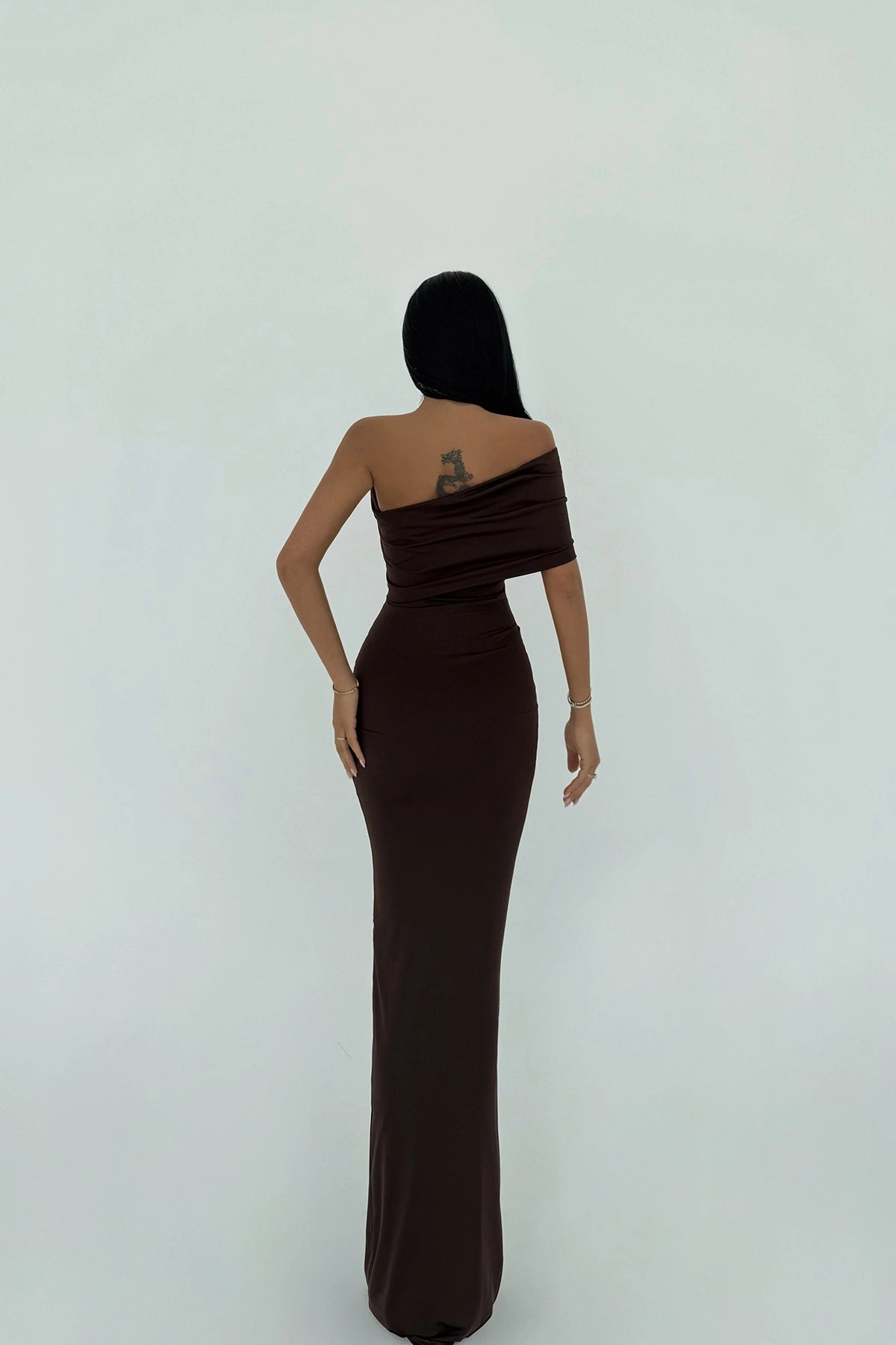 Brown Vanya One Sleeve Dress ATE-2752