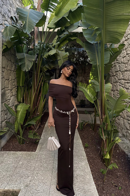 Brown Vanya One Sleeve Dress ATE-2752