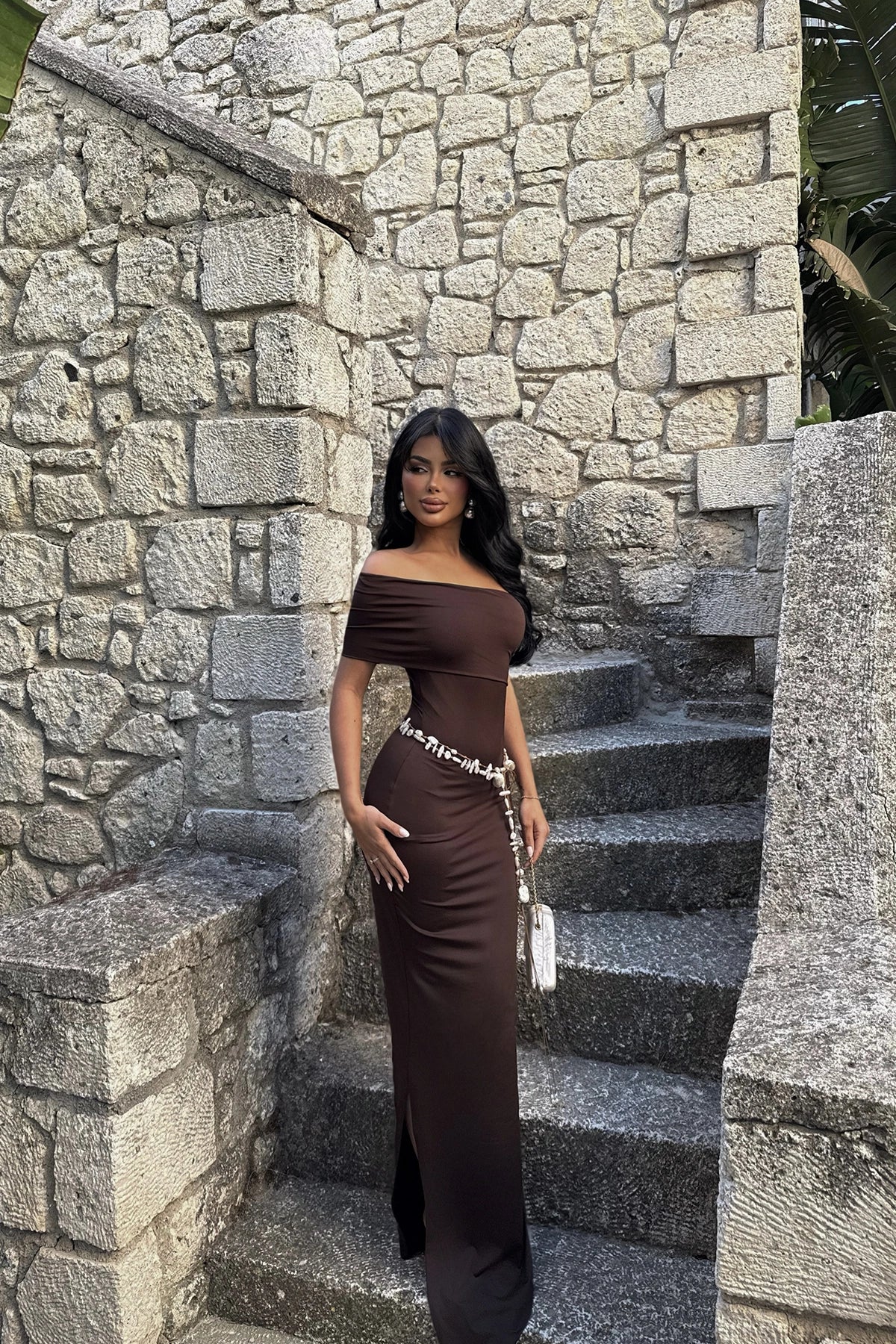 Brown Vanya One Sleeve Dress ATE-2752