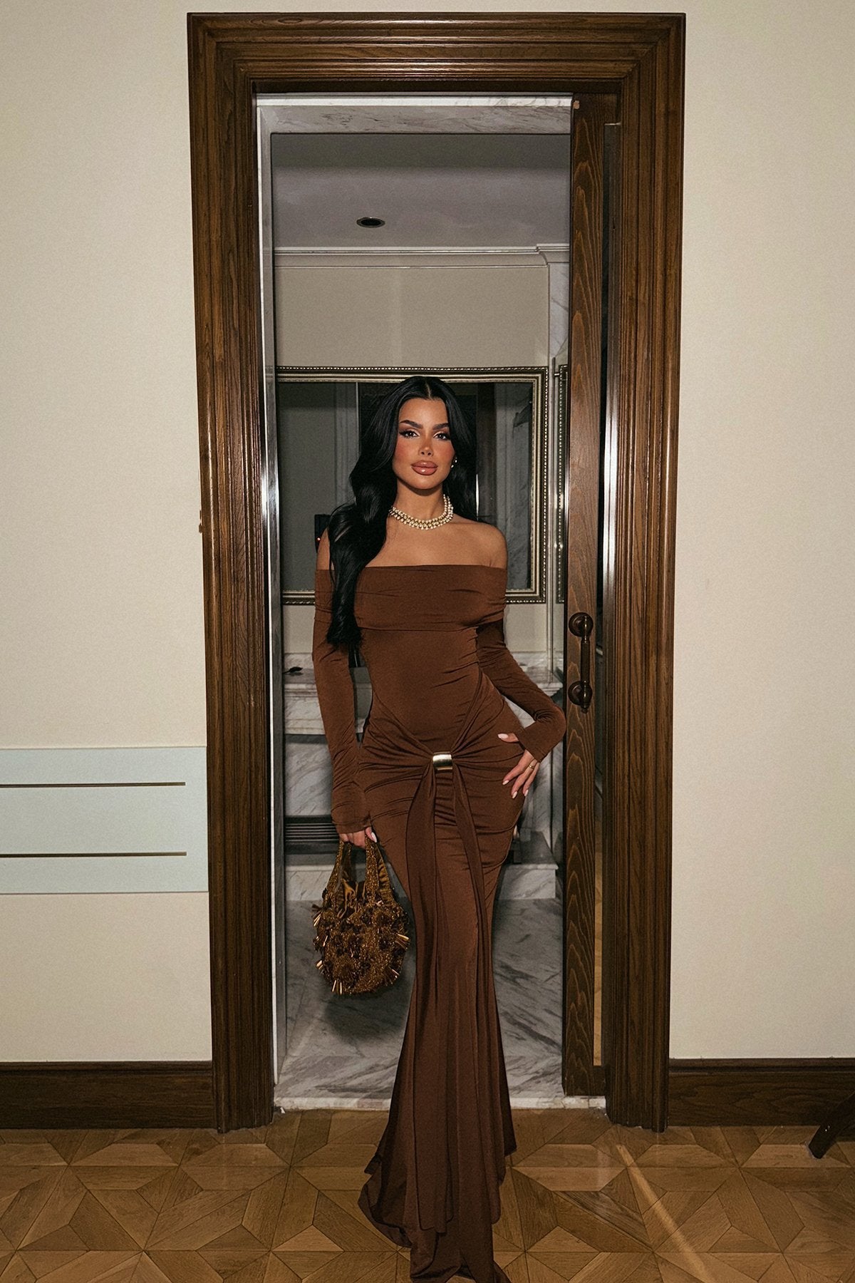 Brown Fallon Long Dress ATE-2186