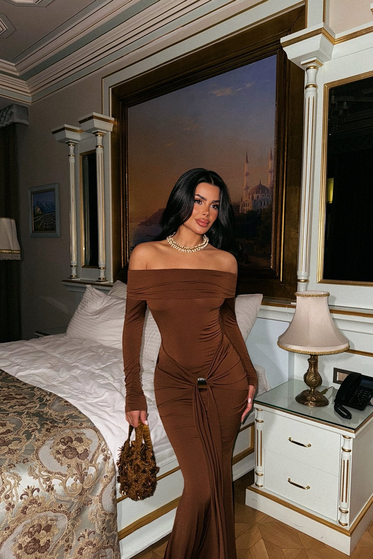 Brown Fallon Long Dress ATE-2186