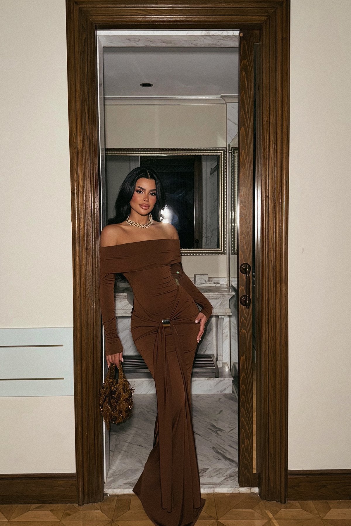 Brown Fallon Long Dress ATE-2186