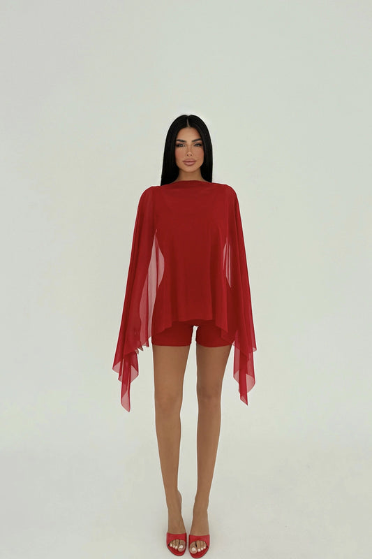 Red Carrie Mini Jumpsuit ATE-2680