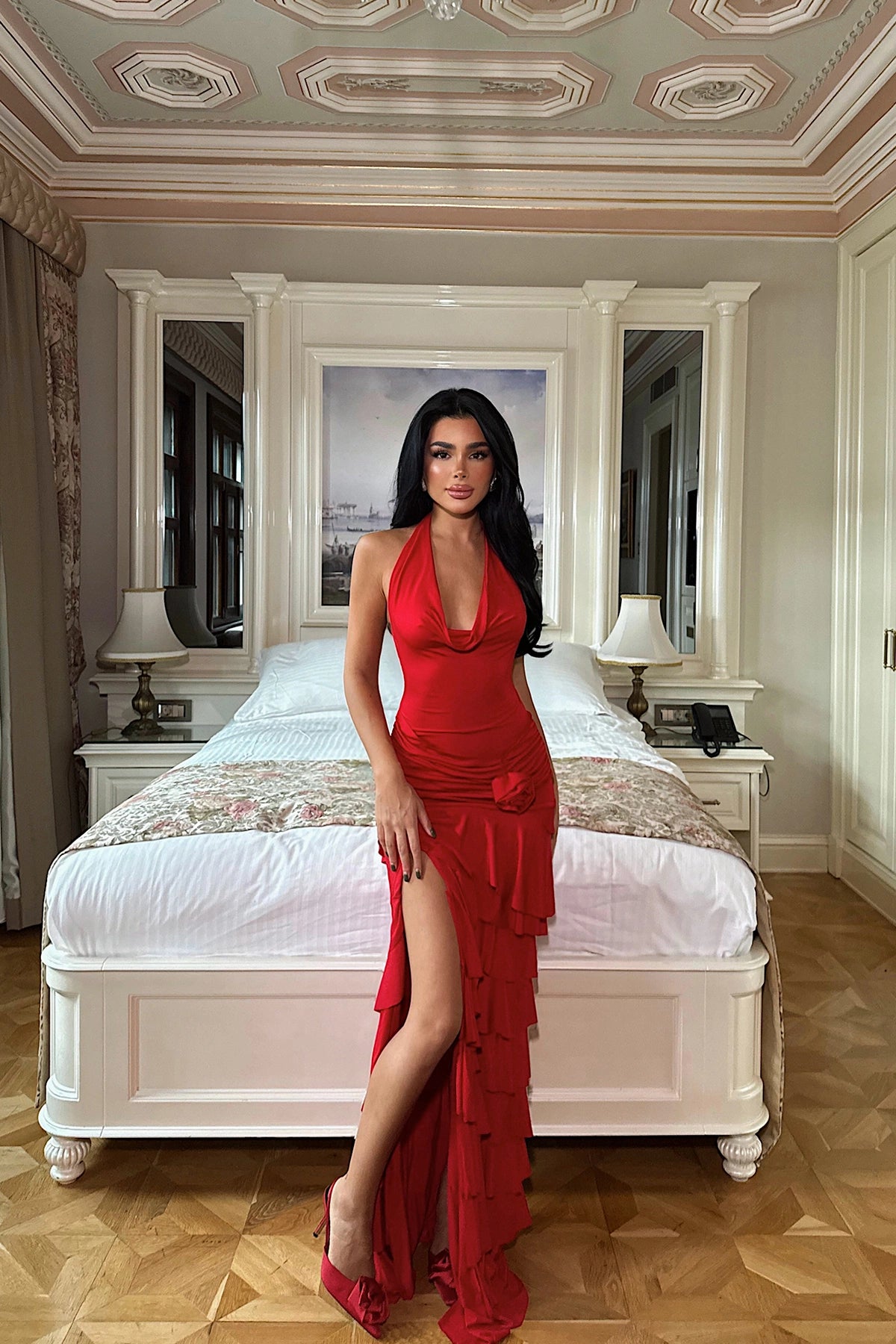 Red Destiny Long Slit Dress ATE-3546