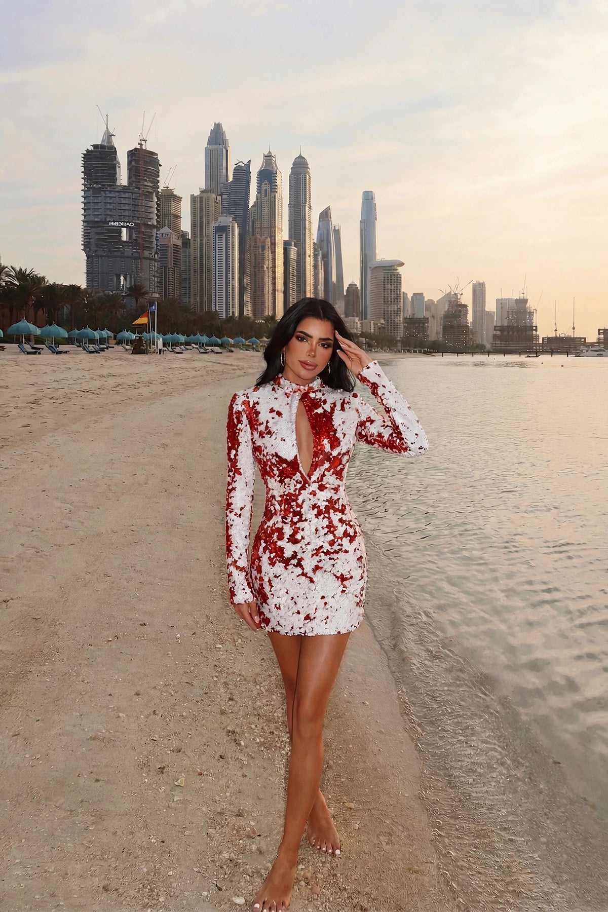 Red Tamara Sequin Mini Dress ATE-4713
