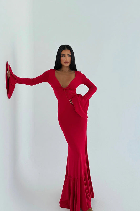 Red Lai Long Dress ATE-3095