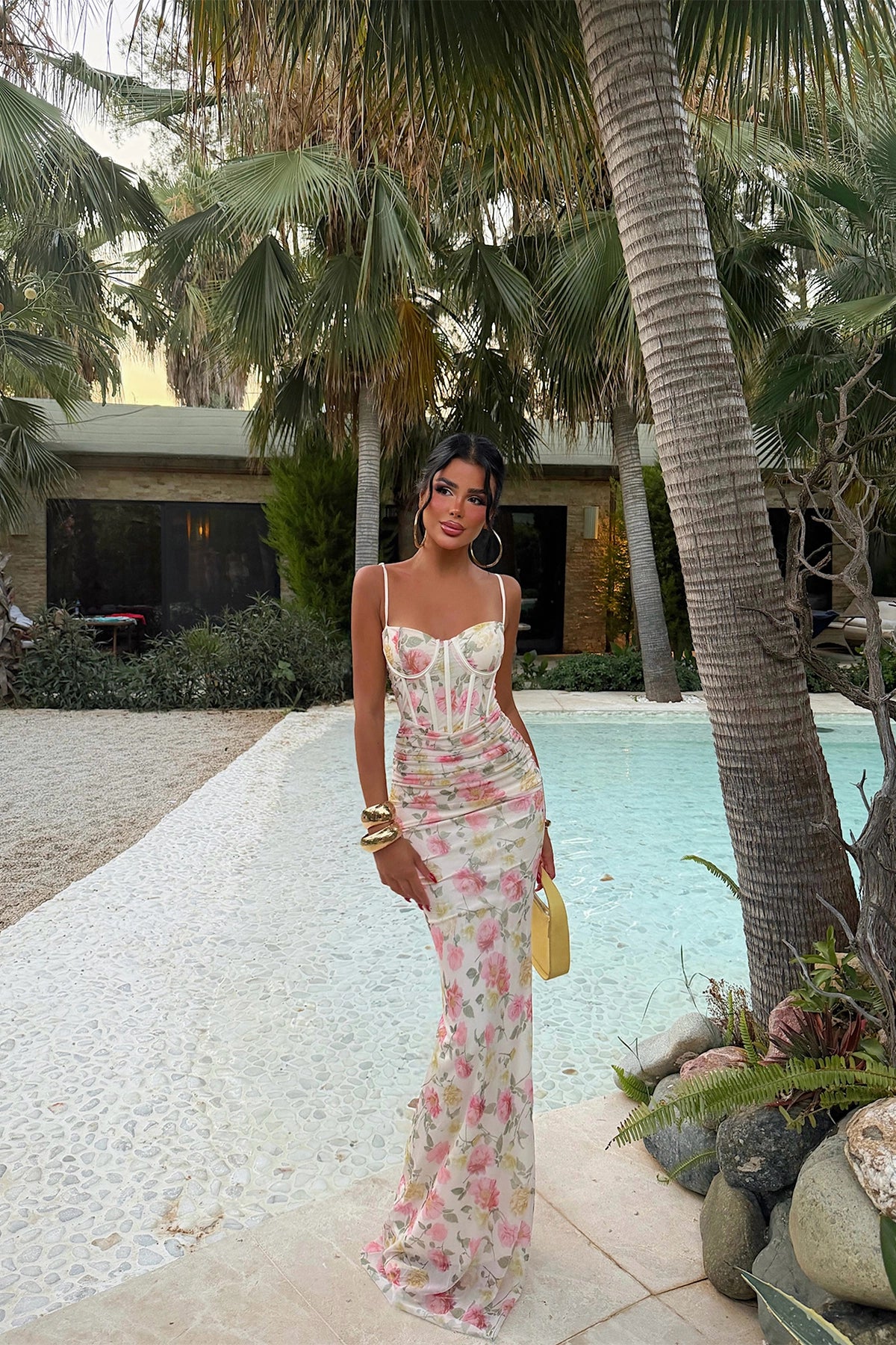 Cream Floral Pattern Dress (PRE-ORDER)