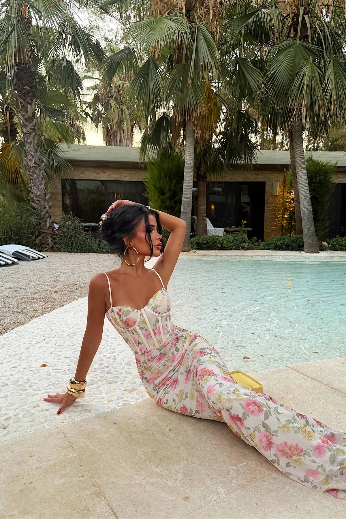 Cream Floral Pattern Dress (PRE-ORDER)