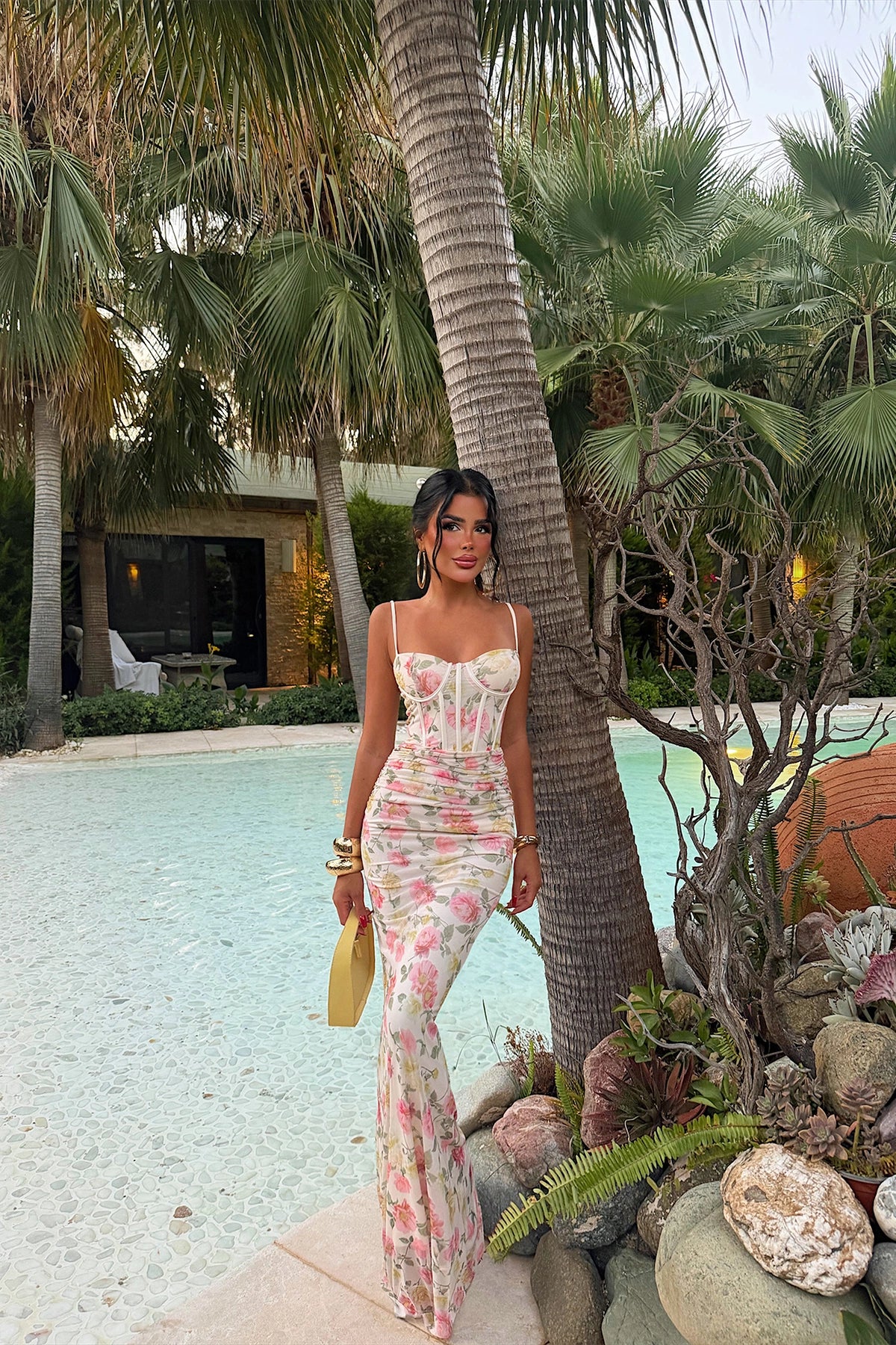 Cream Floral Pattern Dress (PRE-ORDER)