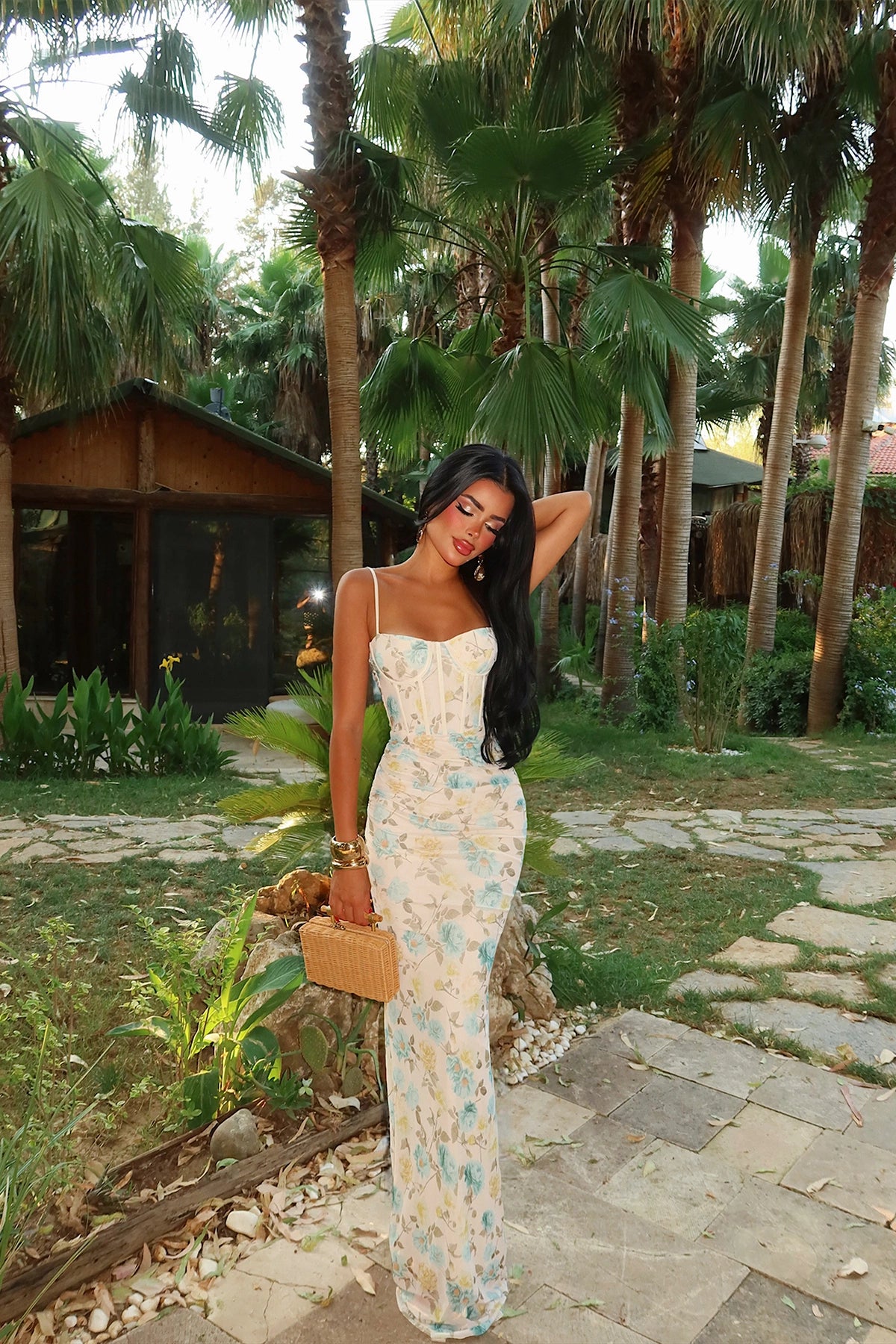Blue Floral Pattern Dress (PRE-ORDER)
