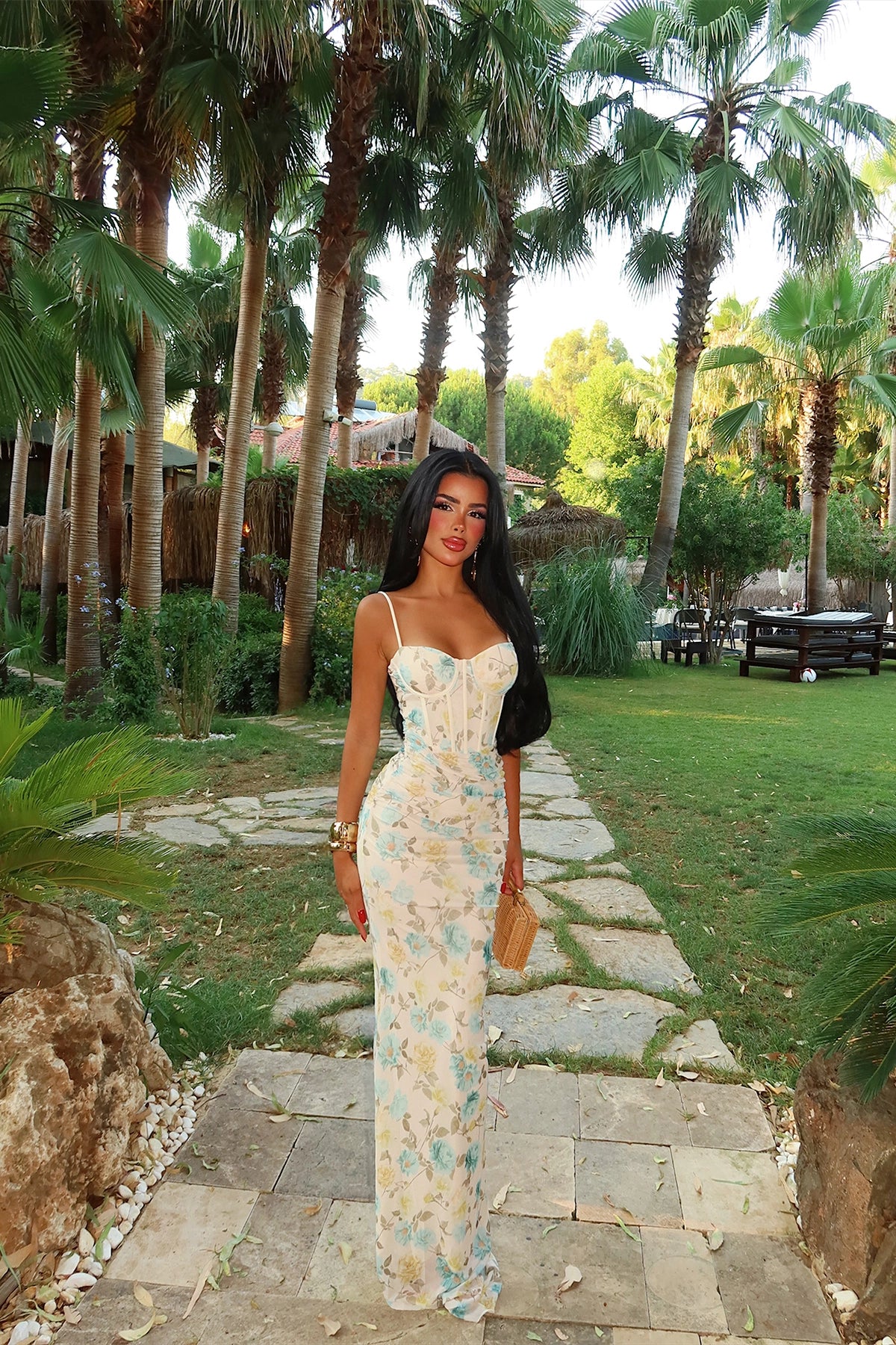 Blue Floral Pattern Dress (PRE-ORDER)