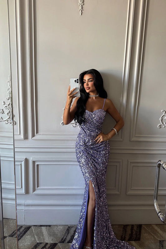 Purple Manish Glitter Dress ATE-3032