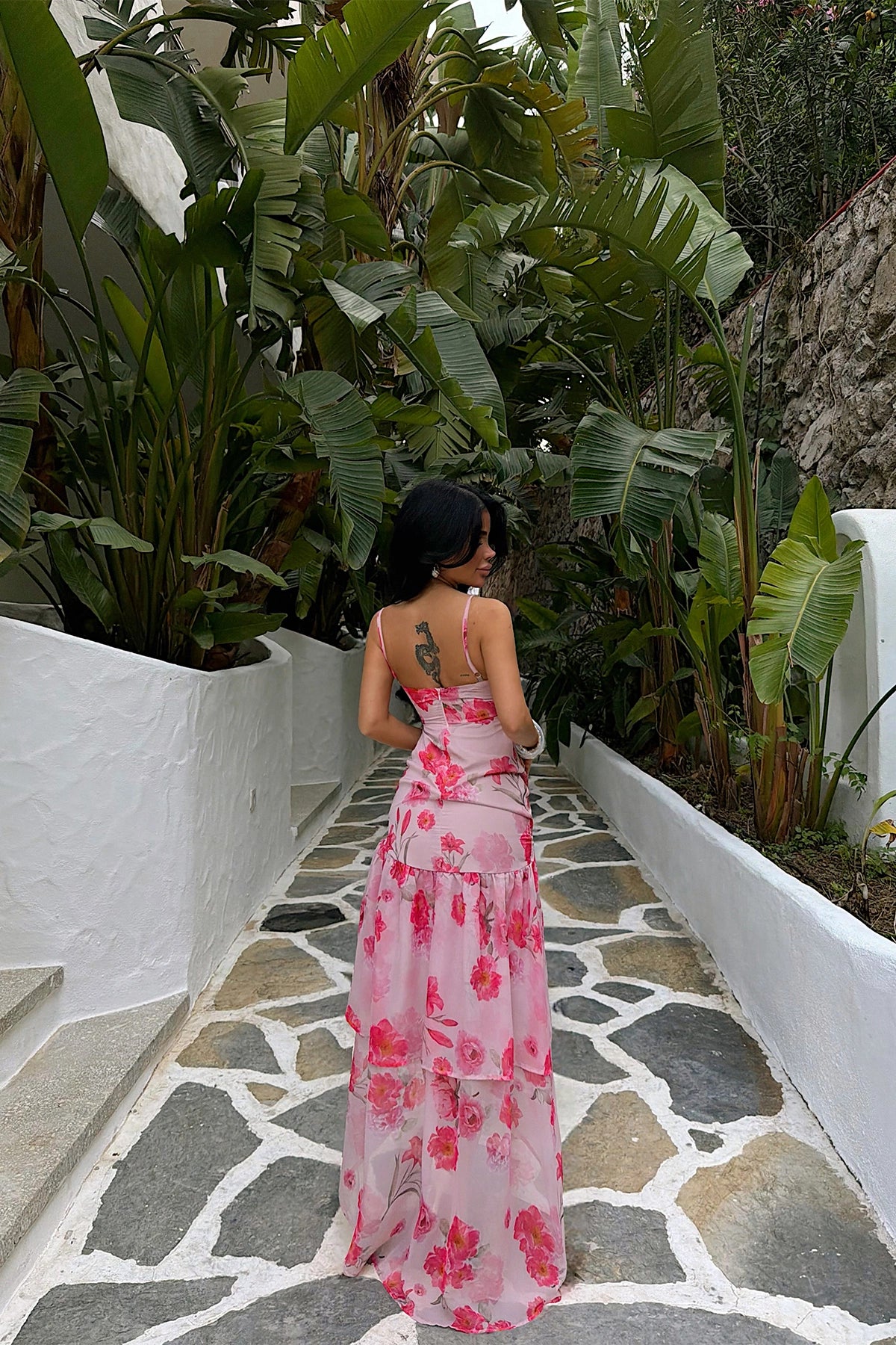 Pink Strappy Long Dress ATE-5437 (PRE-ORDER)