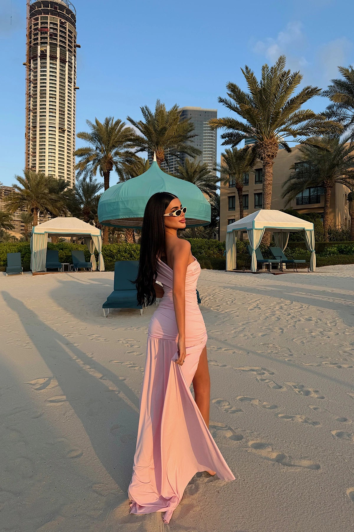 Pink Nicolette Long Slit Dress ATE-4597