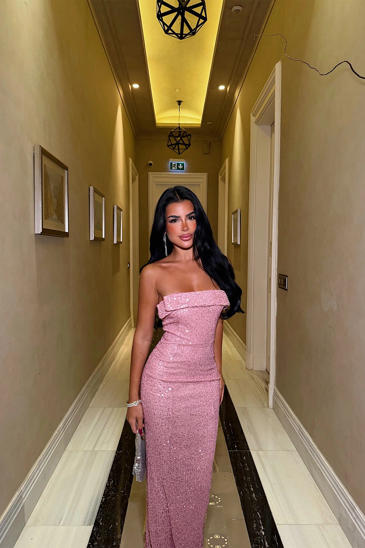 Pink Sequin Detail Dress ATE-6755 (PRE-ORDER)